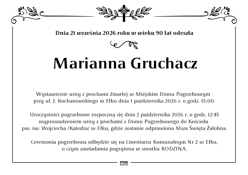 Marianna Gruchacz - nekrolog